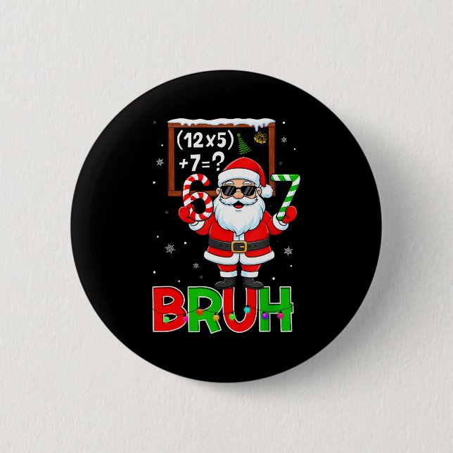 67 Teacher Christmas Santa Six Seven Meme Math Equ Button (Vorderseite)