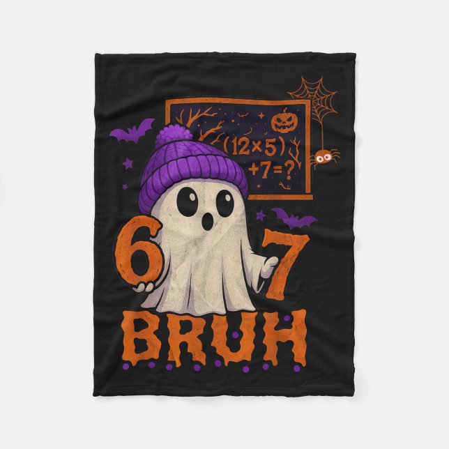 67 Teacher Halloween Ghost Six Seven Meme Math Equ Fleecedecke (Vorderseite)