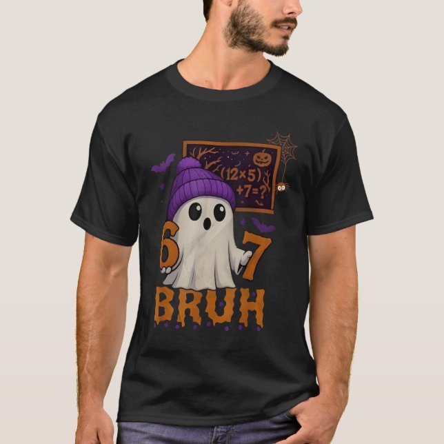 67 Teacher Halloween Ghost Six Seven Meme Math Equ T-Shirt (Vorderseite)