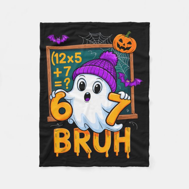 67 Teacher Halloween Ghost Six Seven Meme Math Hum Fleecedecke (Vorderseite)