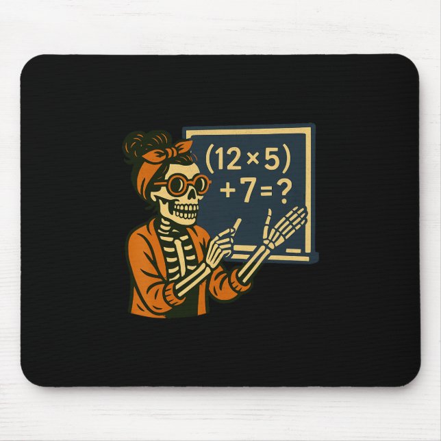 67 Teacher Halloween Skeleton Six Seven Meme Brain Mousepad (Vorne)