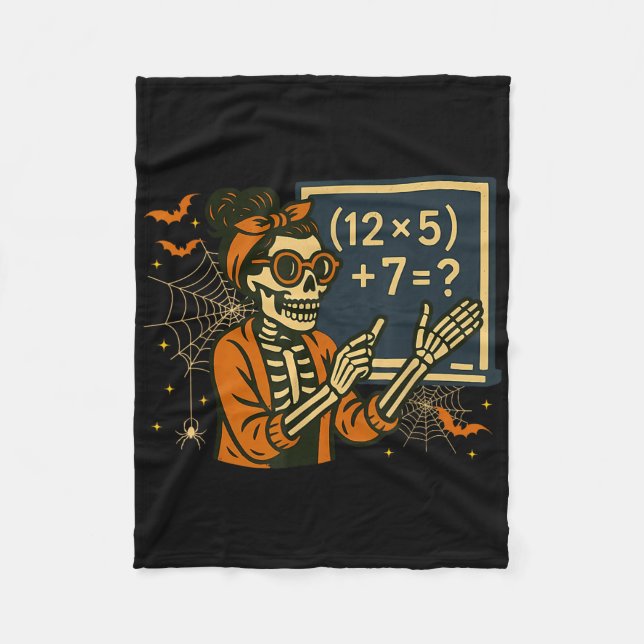 67 Teacher Halloween Skeleton Six Seven Meme Math  Fleecedecke (Vorderseite)