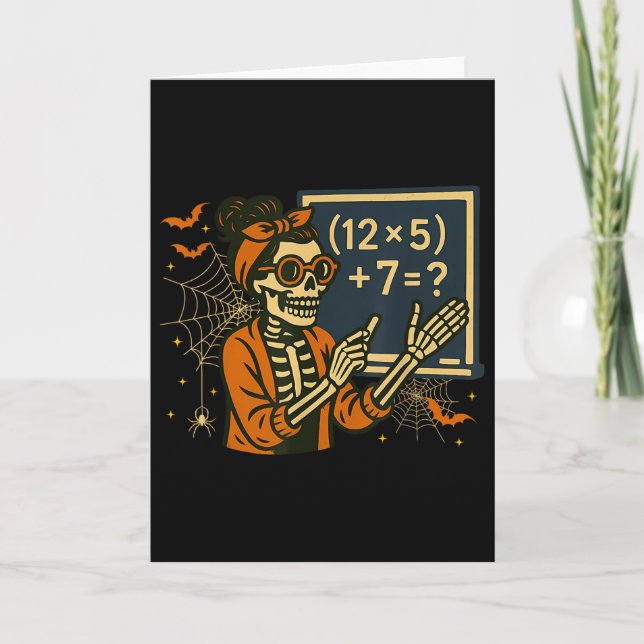 67 Teacher Halloween Skeleton Six Seven Meme Math  Karte (Vorderseite)