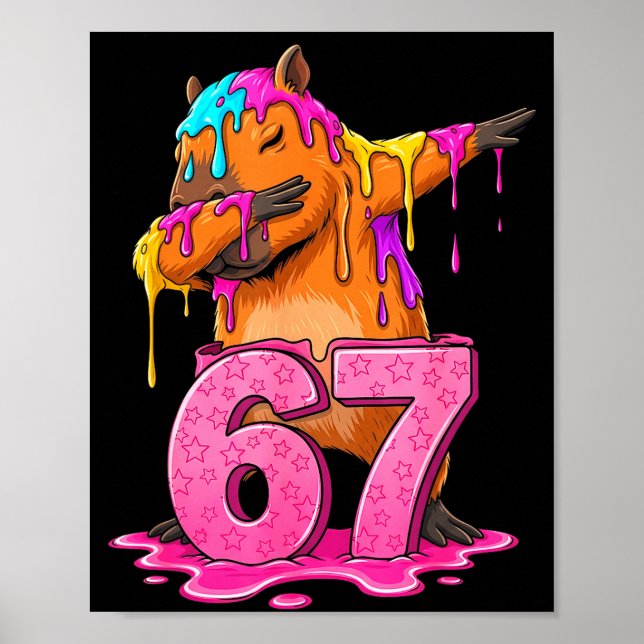 67 Tiere Lustig 67 Brainrot Jugend Kinder Capybara Poster (Vorne)