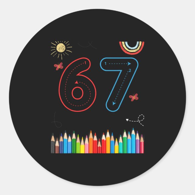 67 Tracing Funny Meme Elementary School Teachers  Runder Aufkleber (Vorderseite)