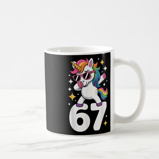 67 Unicorn Dabbing Six Seven Meme Funny  Kaffeetasse (Rechts)