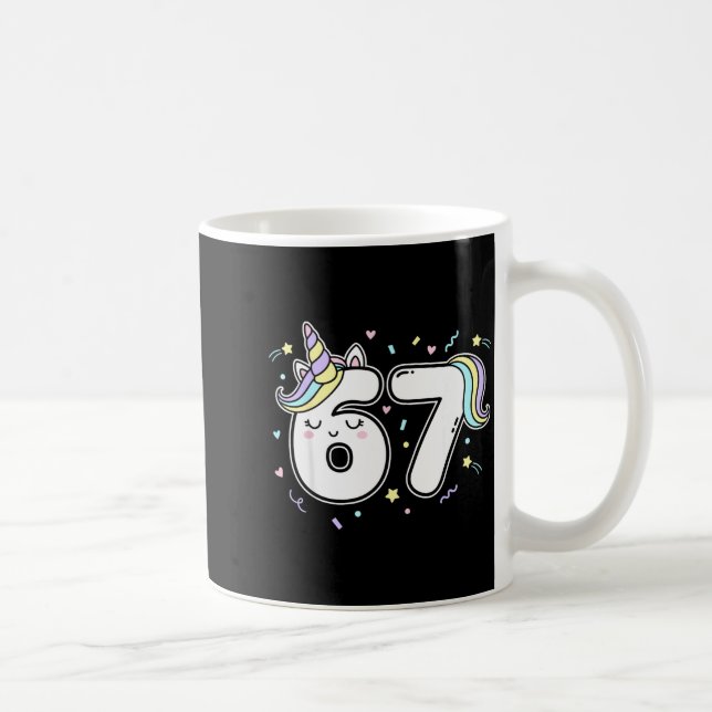 67 Unicorn Six Seven 6-7 Meme  Kaffeetasse (Rechts)
