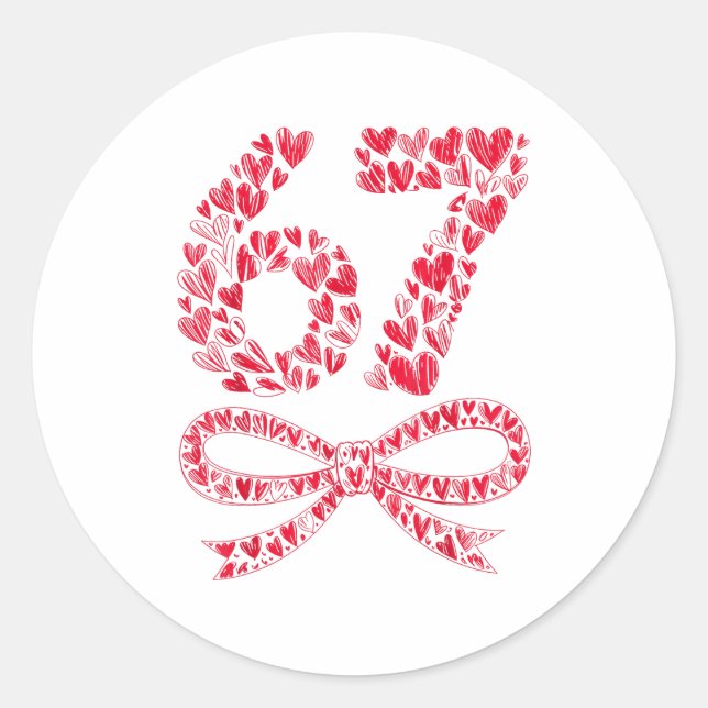 67 Valentine’s Day Heart Meme – Trendy Six Seven  Runder Aufkleber (Vorderseite)