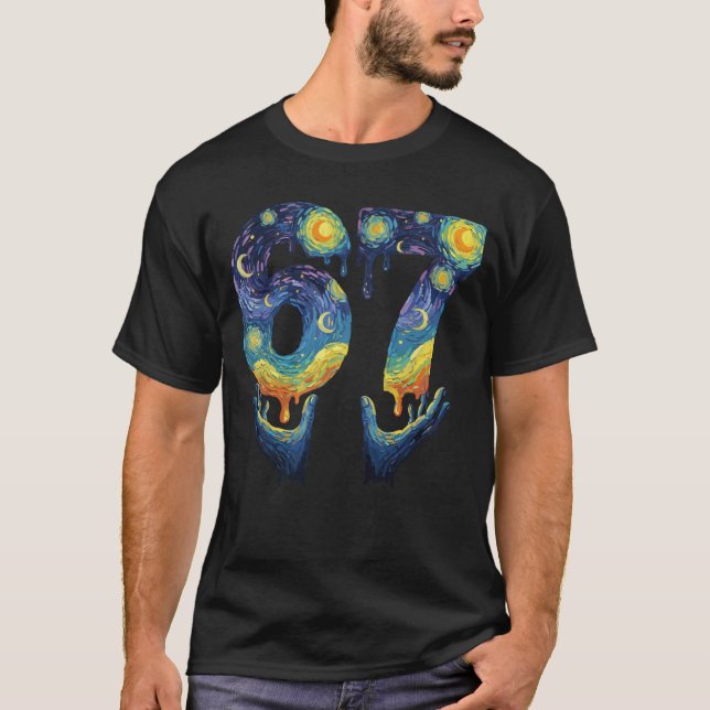 67 Van Gogh Starry Night Ice Cream Drip Funny T-Shirt (Vorderseite)