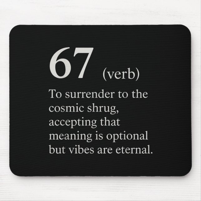 67 Verb Definition Meme Funny Internet Joke Trendi Mousepad (Vorne)
