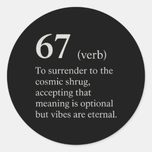 67 Verb Definition Meme Lustiger Internet-Witz Tre Runder Aufkleber