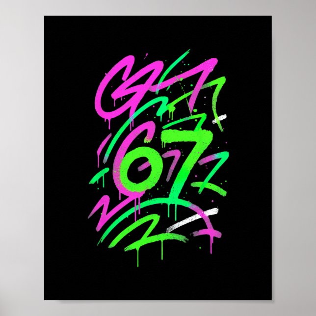 67 Versteckter Meme Trend Gen Z Alpha Sechs Sieben Poster (Vorne)