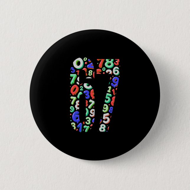 67 Versteckter Meme Trend Gen Z Alpha Six Seven 6  Button (Vorderseite)