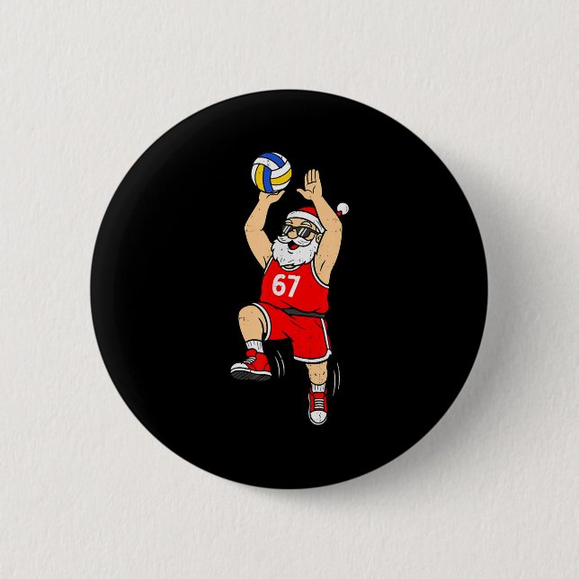 67 Volleyball Santa Six Seven Meme Christmas Srt M Button (Vorderseite)