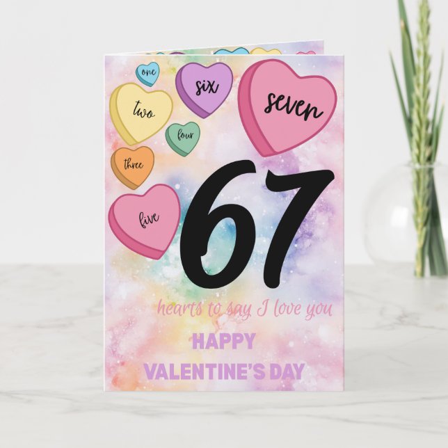 67 Watercolor Heart Valetine's Day Card Karte (Vorderseite)