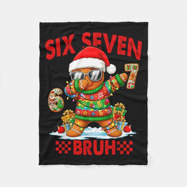 67 Weihnachten 6 7 Meme Lebkuchenmann Xmas Pyjamas Fleecedecke (Vorderseite)