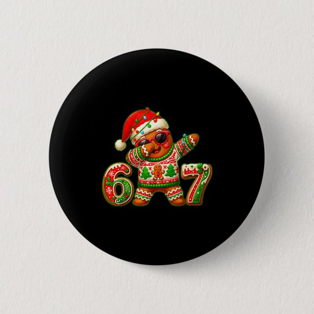 67 Weihnachten 6 7 Meme Lebkuchenmann Xmas Schlafa Button (Vorderseite)