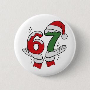 67 Weihnachten 6 7 Meme Pyjama Feiertag Gen Alpha Button