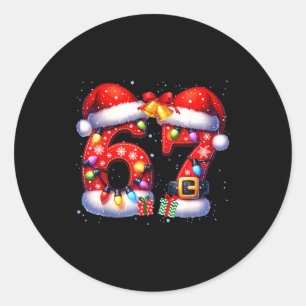 67 Weihnachten 6 7 Meme Pyjama Feiertag Gen Alpha  Runder Aufkleber