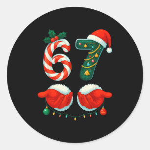 67 Weihnachten 6 7 Meme Pyjamas Feiertag Gen Alpha Runder Aufkleber