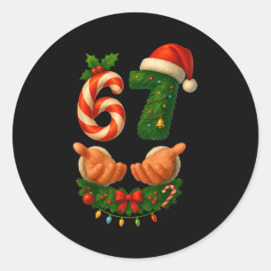 67 Weihnachten Lustig 6 7 Meme Feiertag Gen Alpha  Runder Aufkleber
