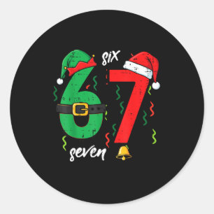67 Weihnachten Lustig 6 7 Meme Sechs Sieben Xmas J Runder Aufkleber