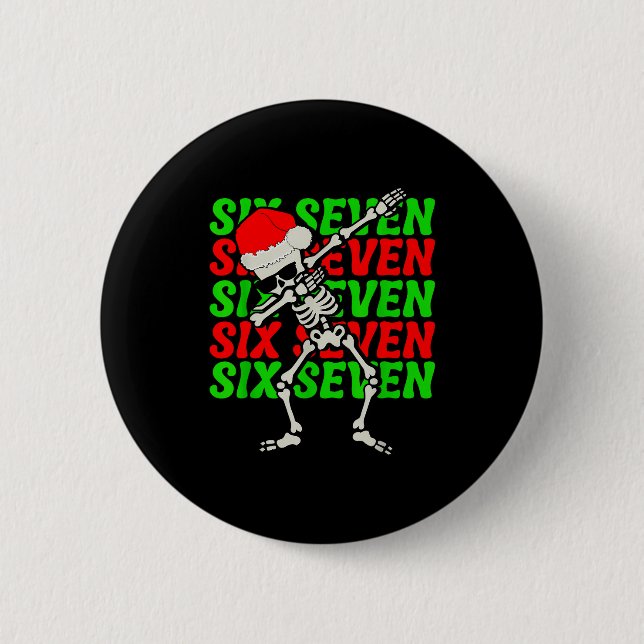 67 Weihnachten Lustig Six Seven Meme Brainrot Dabb Button (Vorderseite)