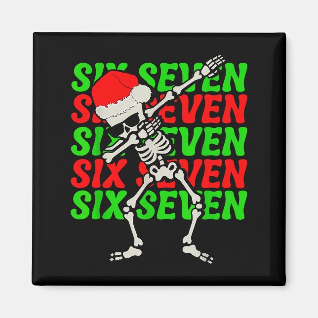 67 Weihnachten Lustig Six Seven Meme Brainrot Dabb Magnet (Vorne)