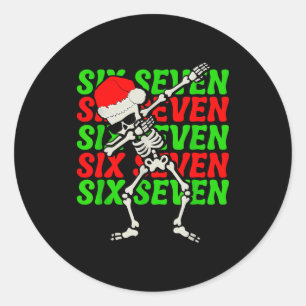 67 Weihnachten Lustig Six Seven Meme Brainrot Dabb Runder Aufkleber
