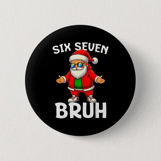 67 Weihnachten Lustig Six Seven Meme Brainrot Sant Button (Vorderseite)