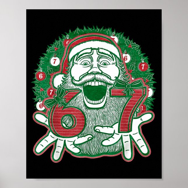 67 Weihnachten Lustig Six Seven Meme Brainrot Sant Poster (Vorne)