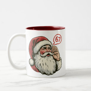 67 Weihnachten Lustig Six Seven Meme Weihnachtsman Zweifarbige Tasse