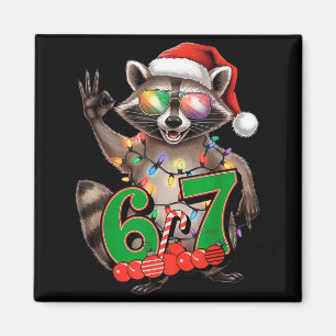 67 Weihnachten Lustiger Waschbär Festlich 6-7 Meme Magnet