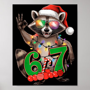 67 Weihnachten Lustiger Waschbär Festlich 6-7 Meme Poster