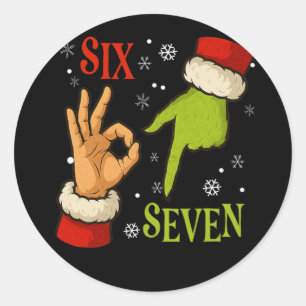 67 Weihnachten Santa Claus Grün 6 7 Internet Meme Runder Aufkleber