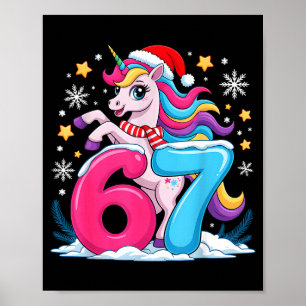 67 Weihnachten Süßes Einhorn Sechs Sieben Meme 6 7 Poster
