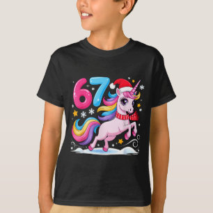 67 Weihnachten Süßes Einhorn Six Seven Meme 6 7 Ch T-Shirt