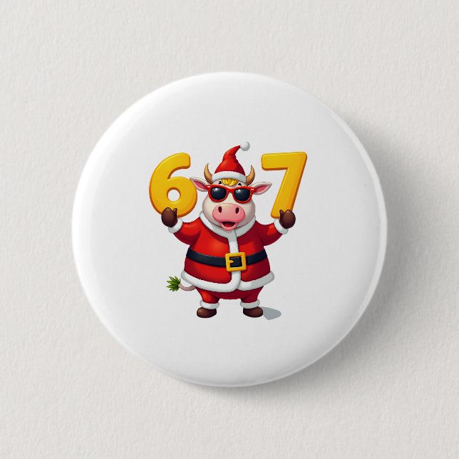 67 Weihnachts-Einhorn 6 7 Meme für Mädchen Kinder  Button (Vorderseite)