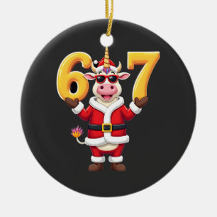 67 Weihnachts Einhorn 6 7 Meme für Mädchen Kinder Keramik Ornament