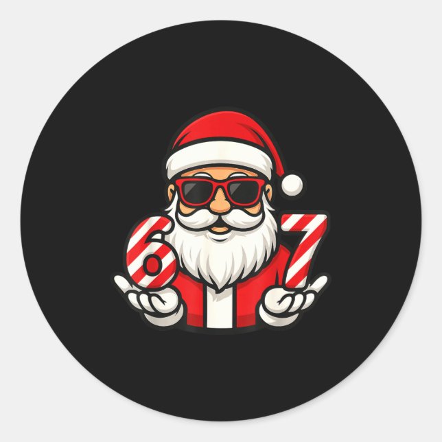 67 Weihnachts-Meme sechs lustige Santa  Runder Aufkleber (Vorderseite)