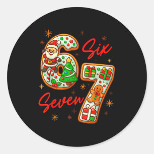 67 Weihnachts-Meme-Spruch 6 7 Meme-Kostüm Xmas Runder Aufkleber