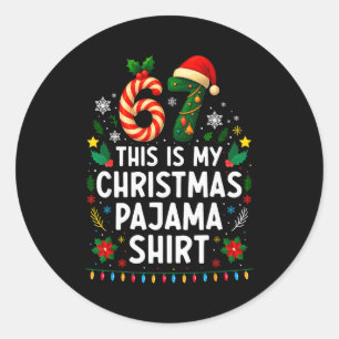 67 Weihnachts-Pyjama-Shirt 6 7 Lustiges Meme-Teena Runder Aufkleber