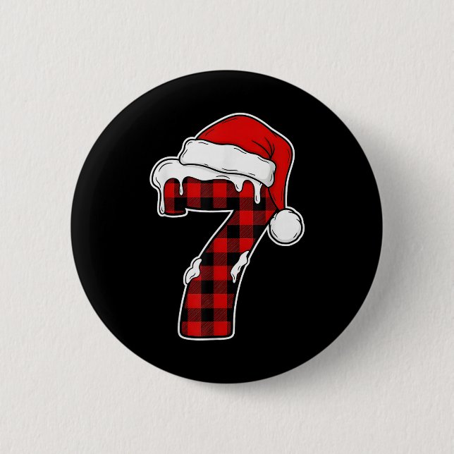 67 Weihnachts-Pyjama-Shirt Six Seven Meme 7 Rot Ka Button (Vorderseite)