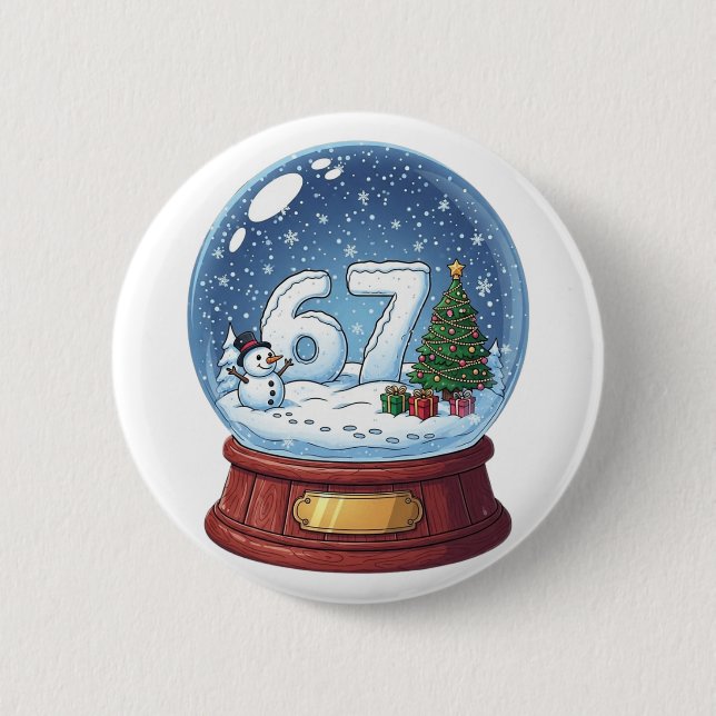 67 Weihnachts-Schneekugel Lustig Six Seven Meme  Button (Vorderseite)