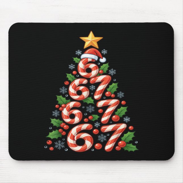 67 Weihnachtsbaum Candy Cane Lustiger Feiertag Xma Mousepad (Vorne)