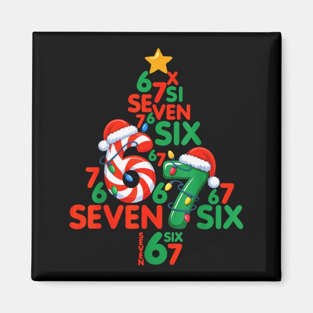 67 Weihnachtsbaum Candy Cane Urlaub Sechs Sieben M Magnet (Vorne)