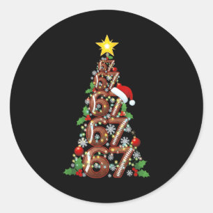 67 Weihnachtsbaum Fußball Feiertag Six Seven Meme Runder Aufkleber