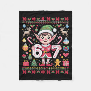 67 Weihnachtself hässlicher Pullover süß 6 7 Meme Fleecedecke