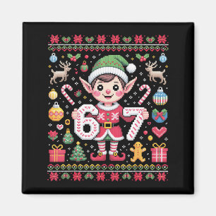 67 Weihnachtself hässlicher Pullover Süß 6 7 Meme Magnet