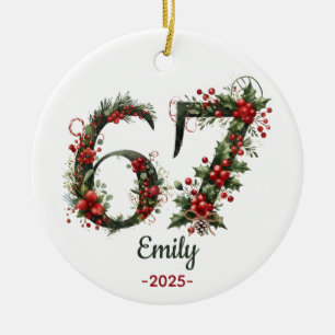 67 Weihnachtsgeschenk, Benutzerdefiniert 2025 Kind Keramik Ornament